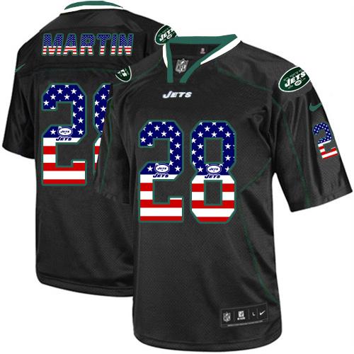 Nike Jets #28 Curtis Martin Black Men's Stitched NFL Elite USA Flag Fashion Jersey - Click Image to Close